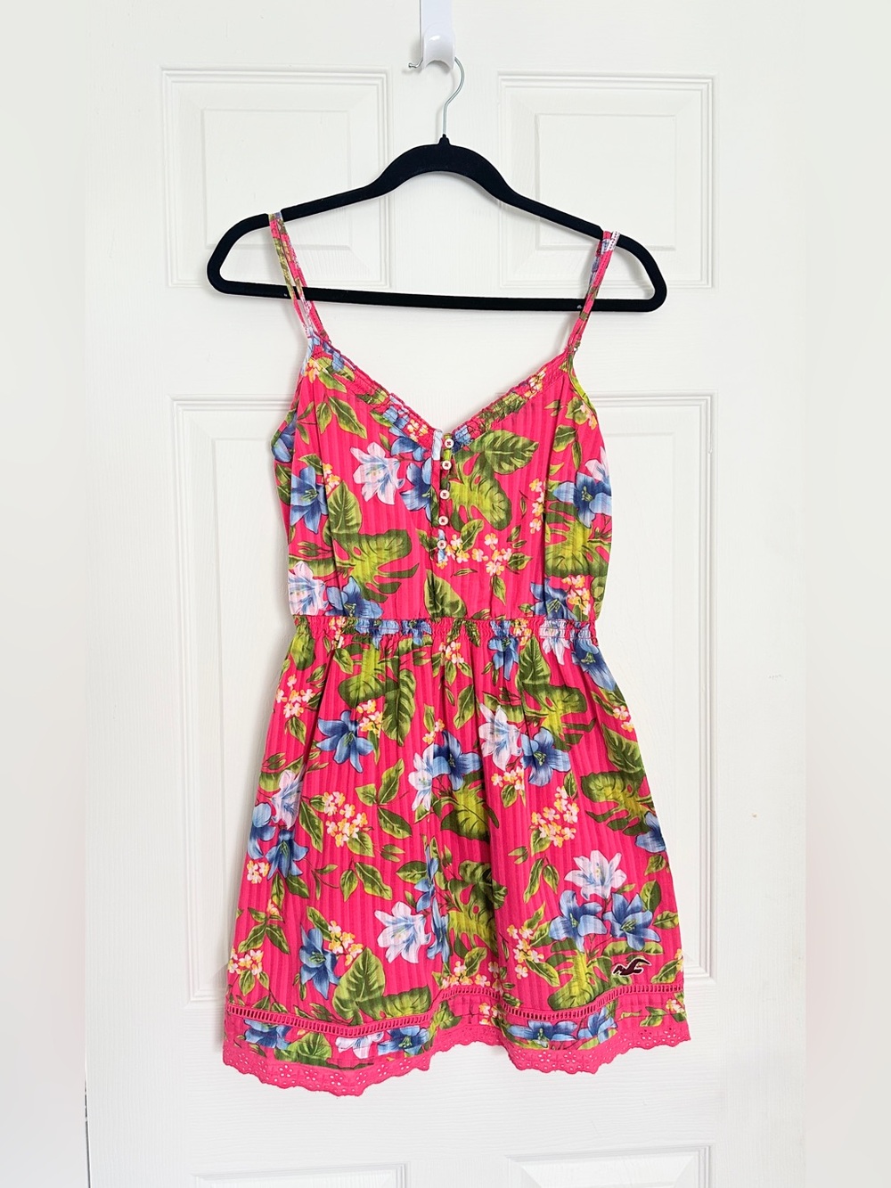 Vintage Y2K Hollister Floral Mini Dress - Pink/Blue Floral - M